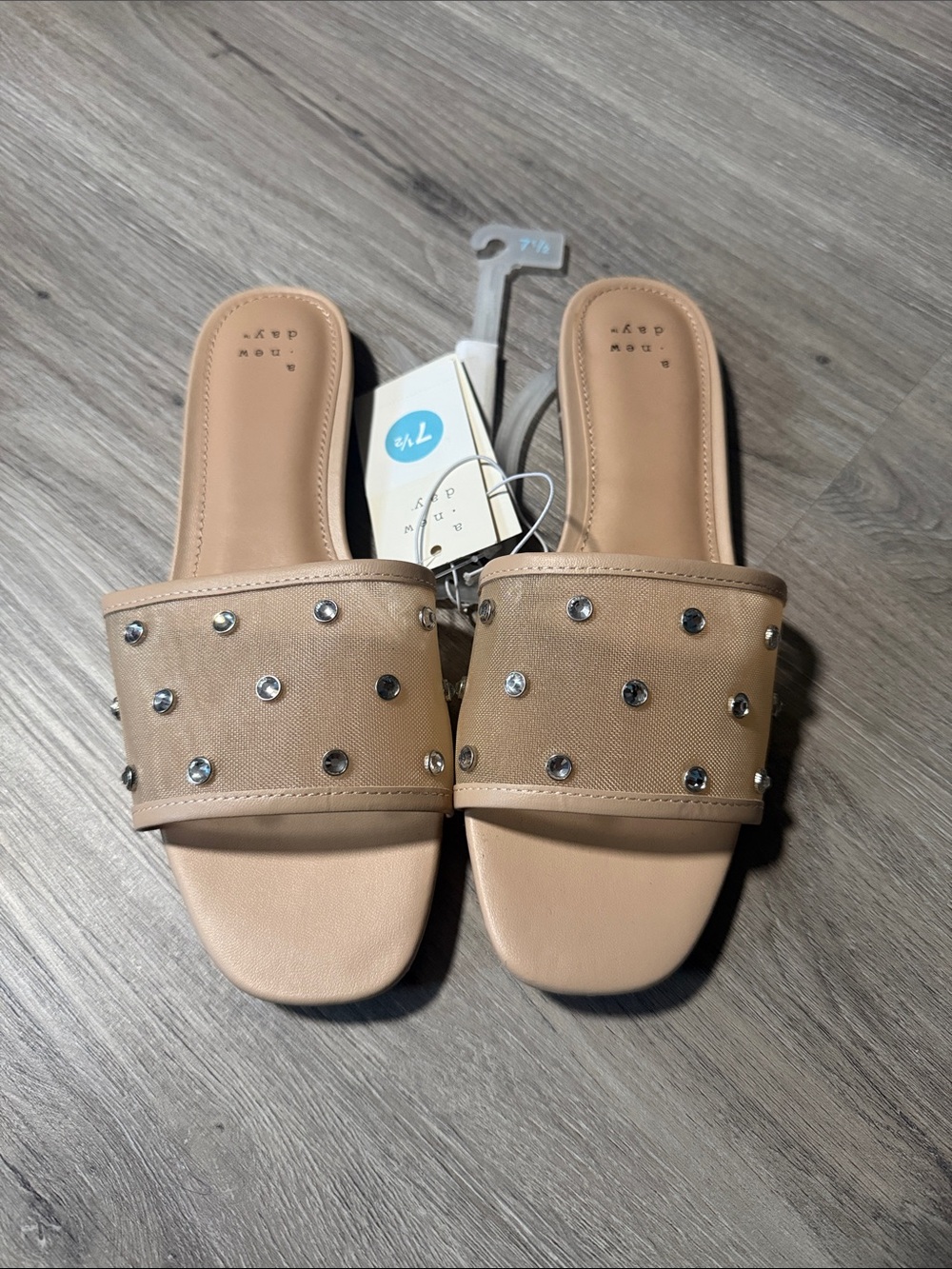 a new day Beige Studded Slide Sandals for Women